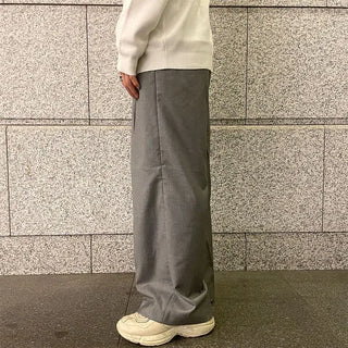 Stitched pintuck wide slacks