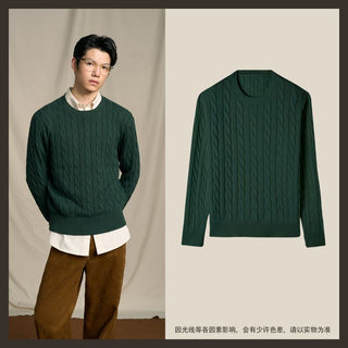 [CULTUM] Ivy Style Cable Knit Crewneck Sweater