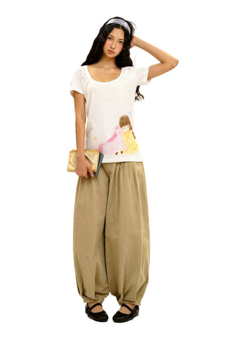 [Moromoro2] Girl & Horse Print Layered Tee  Set