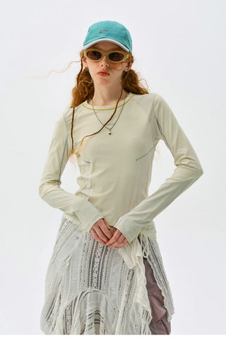 [Monterest] 5A Antibacterial Color Block Long Sleeve Tee