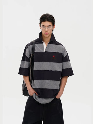 [MASONPRINCE] Heavy Cotton Striped Rugby Polo