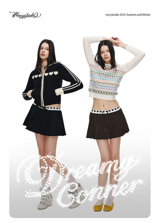 [NECY] Love Waistband Pleated Mini Skirt (2color)