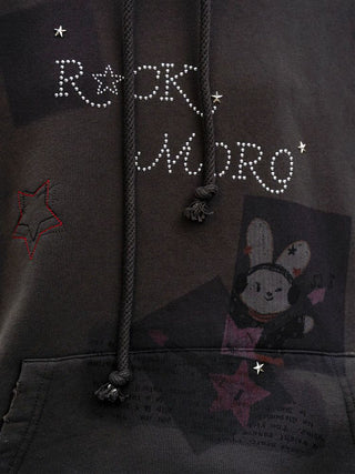 [Moromoro2] Rhinestone Patchwork Hoodie