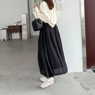 Shirred long skirt
