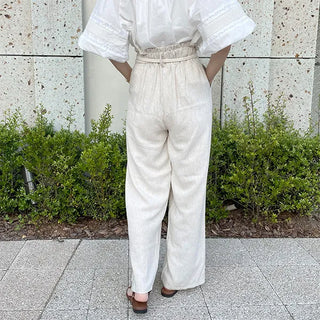 Belted linen slacks