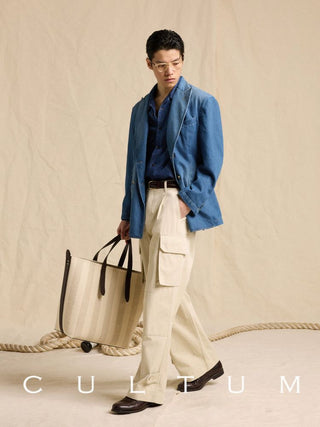 [CULTUM] Lyocell Denim Double-Breasted Blazer