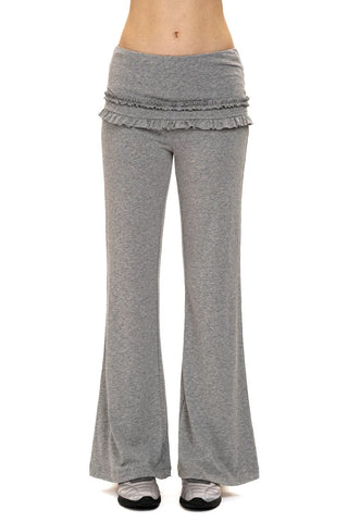 [Moromoro2] Soft Fleece Ruffle Skirt Flare  Pants