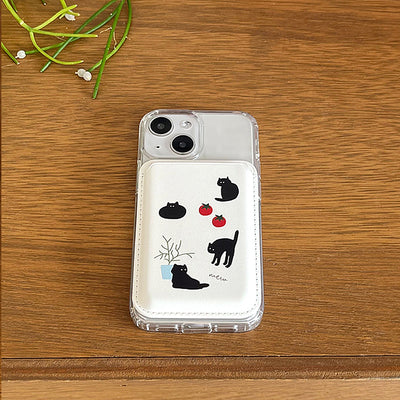 magsafe case mew cat white leather card wallet set