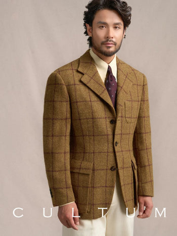 [CULTUM] 1930s Heavyweight Wool Windowpane Blazer