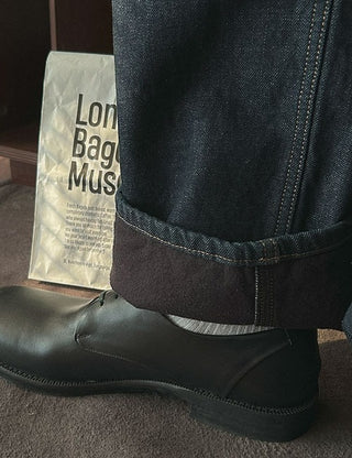 London brushed-in raw denim pants
