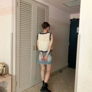 Vintage washed denim mini skirt