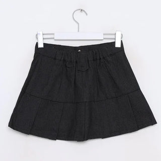 Pleated denim mini skirt