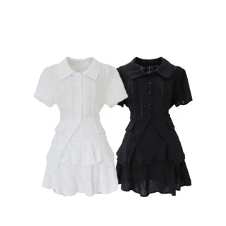 See-through tiered skirt 2-piece set