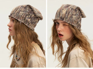 [Monterest] Starfish Print Distressed Knit Beanie