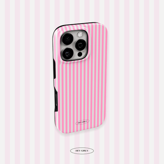 Preppy Pink Striped iPhone Case