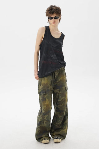 [MASONPRINCE] Cotton-Linen Graffiti Print Tank Top / Tee