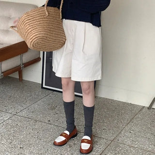 Double pintuck cotton shorts