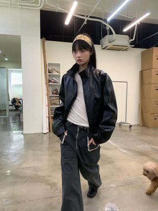 [NEVERSEEZ] Beaded Pocket Washed Work Pants