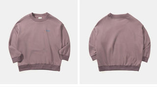 [Monterest] Fleece-Lined Logo Print Crewneck Sweatshirt