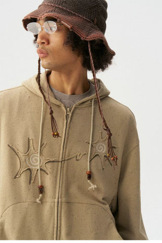 [Monterest] Textured Cotton Blend Hooded Zip-Up