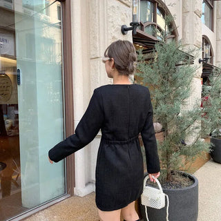 Square neck tweed mini dress