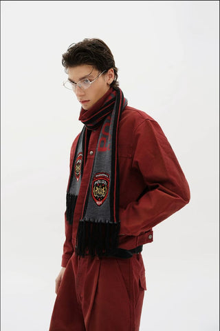 [MASONPRINCE] POLIZEI Emblem Fringe Scarf