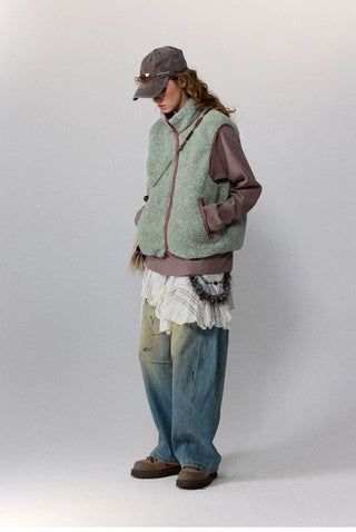 [Monterest] Reversible Fleece Stand Collar Vest