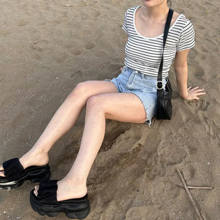 U-neck striped T-shirt