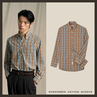 [CULTUM] Brushed Cotton Plaid Button-Down Shirt