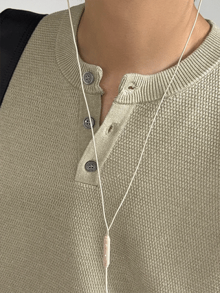 Maison Waffle Henley Neck Half Knit