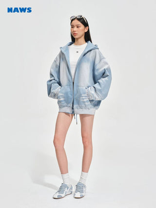 [NOTAWEAR] Sand Washed Hooded Zip-Up  Sweatshirt