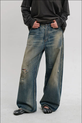 [MASONPRINCE] Distressed Wide Leg Jeans