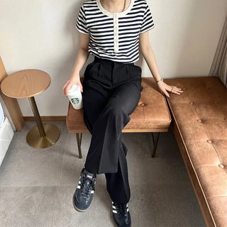 Pintuck Straight Slacks