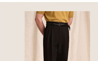 [CULTUM] Double Pleat Straight Leg Trousers