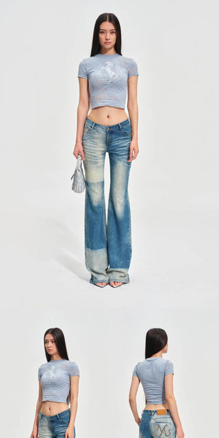 [NOTAWEAR] Equestrian Color Block Straight  Jeans