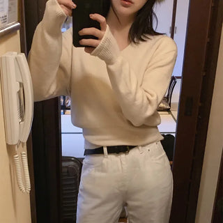 [U-neck/V-neck] 2 types of standard basic knitwear
