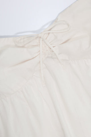 Tie-Front Strapless Cotton-Poplin Crop Top in White