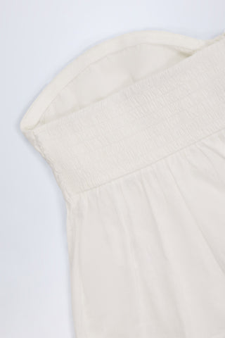 Tie-Front Strapless Cotton-Poplin Crop Top in White