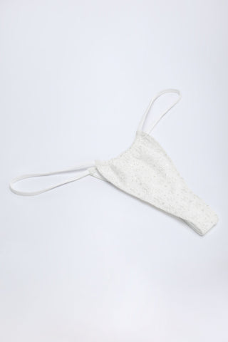Broderie Anglaise Drawstring Bikini Bottoms in White