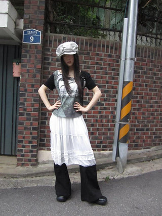 Asymmetric Shoulder Color Block Print Tee