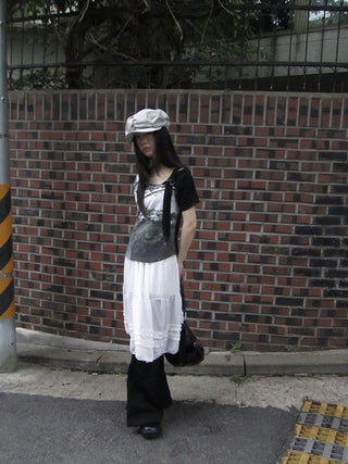 Asymmetric Shoulder Color Block Print Tee