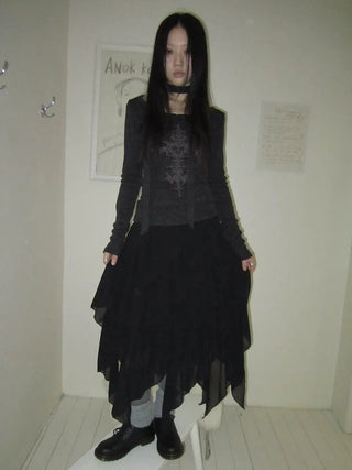 Asymmetrical Chiffon A Line Skirt Skirt