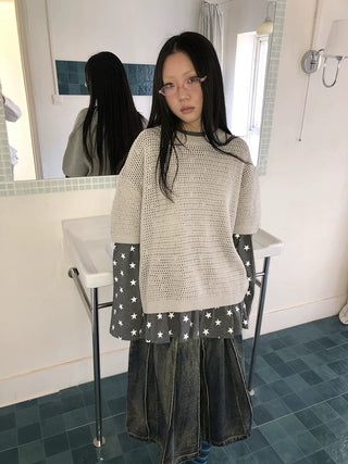 Breathable Cutout Commuter Loose Fit Women Casual Solid One Size T-Shirt