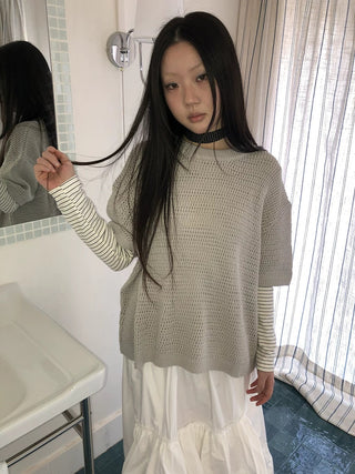 Breathable Cutout Commuter Loose Fit Women Casual Solid One Size T-Shirt