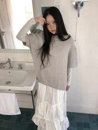 Breathable Cutout Commuter Loose Fit Women Casual Solid One Size T-Shirt