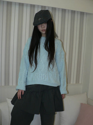Cozy Chunky Knit Retro Loose Fit Pullover Women Crewneck Cropped Sweater