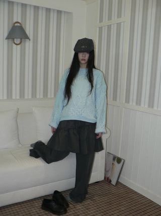 Cozy Chunky Knit Retro Loose Fit Pullover Women Crewneck Cropped Sweater