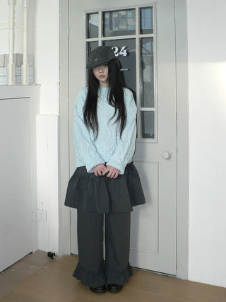 Cozy Chunky Knit Retro Loose Fit Pullover Women Crewneck Cropped Sweater