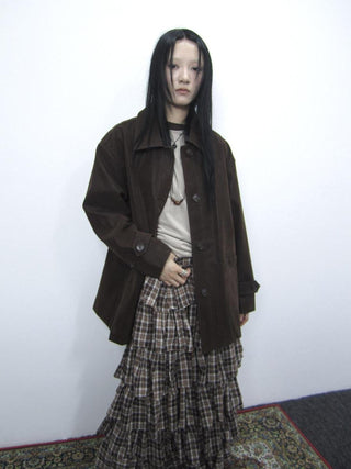Cozy Deep Brown Street Straight Fit Lapel Long Sleeve Single Row Button Jacket