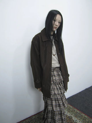 Cozy Deep Brown Street Straight Fit Lapel Long Sleeve Single Row Button Jacket